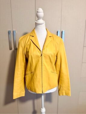 Ann Taylor Yellow Leather Zip Jacket